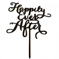 Cake topper happily ever after zwart